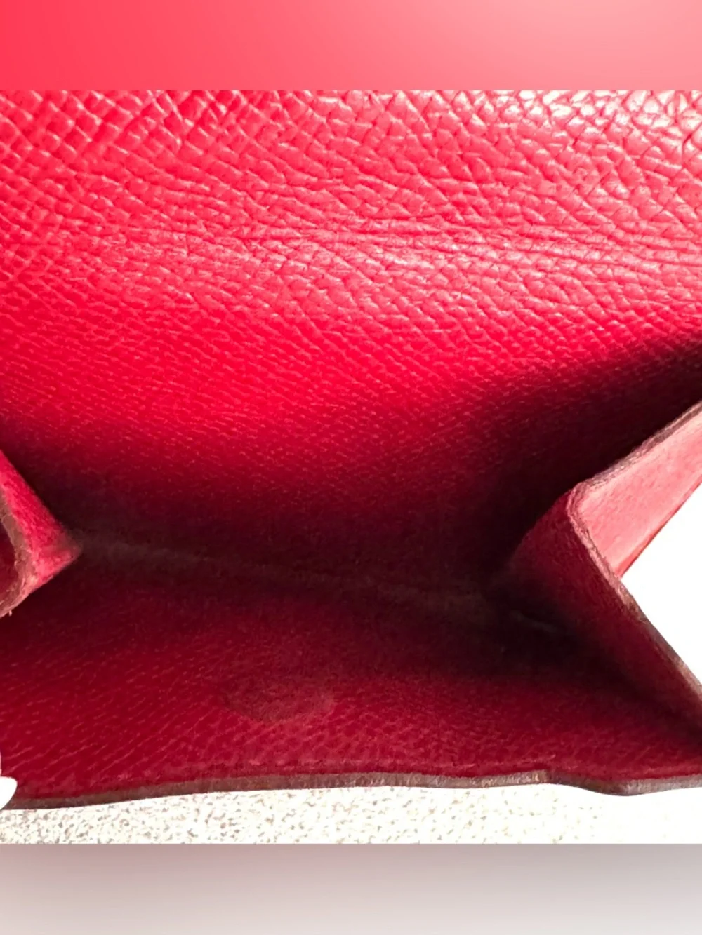 HERMES Red Epsom Bifold Wallet Coin Pocket Unisex